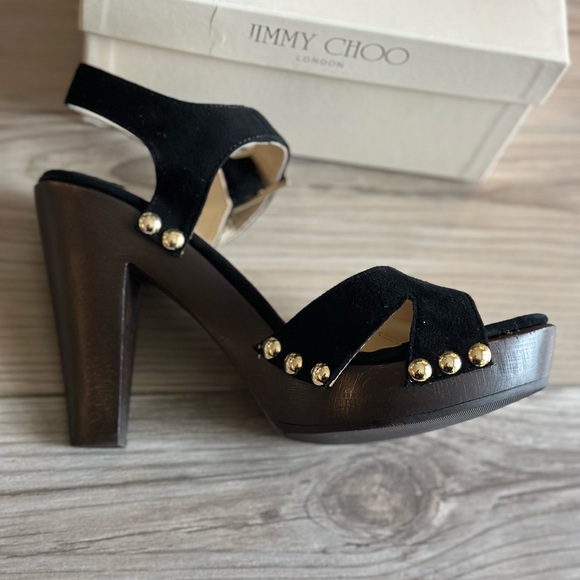 Jimmy Choo Urban Sue in Black Suede and Gold NWT - Picture 10 of 10